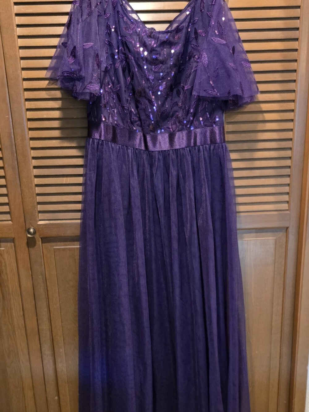 ✨ Ever-Pretty Deep Purple Tulle Formal Maxi Dress - Size 18 ✨ - Picture 6 of 10